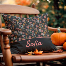 Pastell Aquarellfarbe Blume boho Schwarzer Throw K Kissen