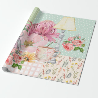 Pastell-Aquarellhintergrund Botanischer Geburtstag Geschenkpapier