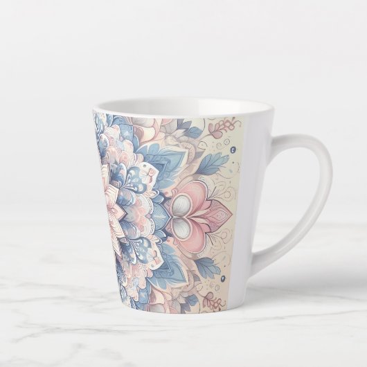 Pastell Arabesque-Mandala-Art Latte-Mug Milchtasse (Rechts)