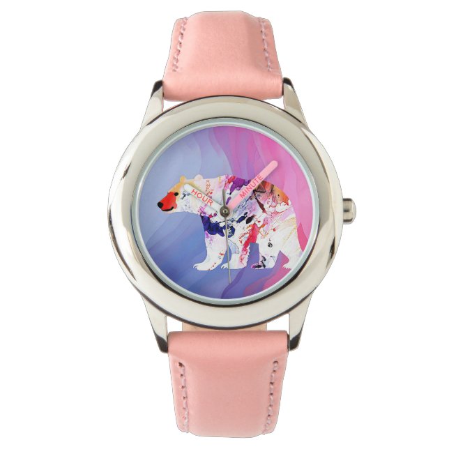 Pastell-arktischer Explorer in Wasserfarbe Armbanduhr (Vorderseite)