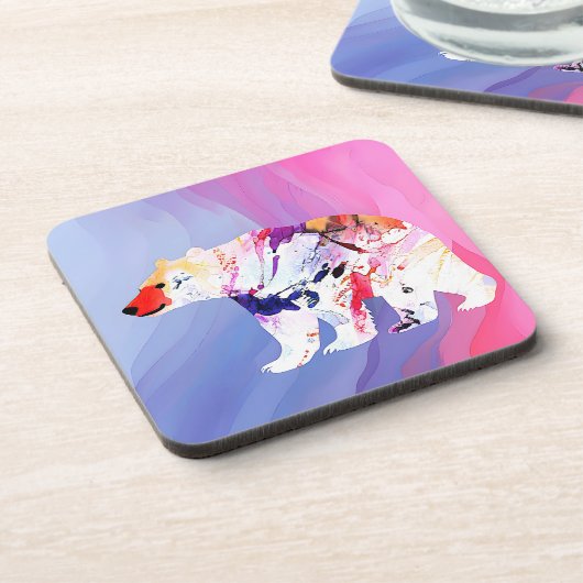 Pastell-arktischer Explorer in Wasserfarbe Getränkeuntersetzer (Linke Seite)