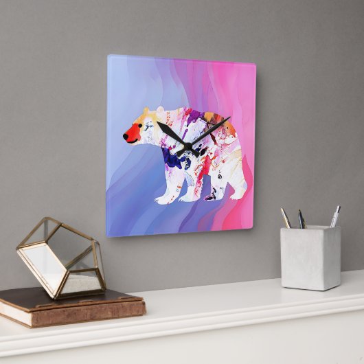 Pastell-arktischer Explorer in Wasserfarbe Quadratische Wanduhr (Büro)