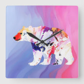 Pastell-arktischer Explorer in Wasserfarbe Quadratische Wanduhr (Vorderseite)