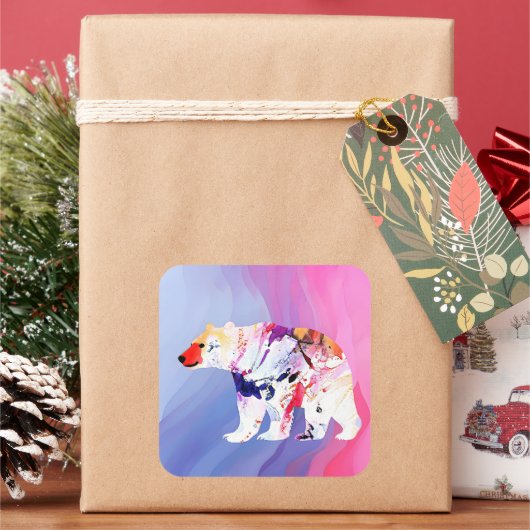 Pastell-arktischer Explorer in Wasserfarbe Quadratischer Aufkleber (Feiertag)