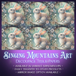 Pastell Art Nouveau Floral Rabbit Decoupage Seidenpapier