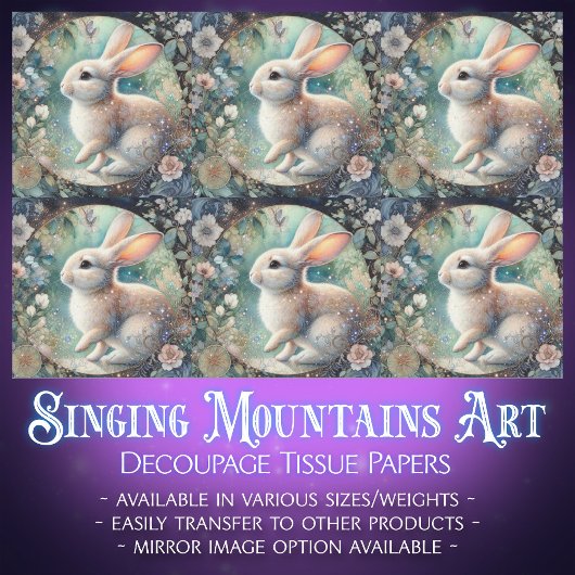 Pastell Art Nouveau Floral Rabbit Decoupage Seidenpapier