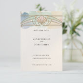 Pastell Art Nouveau Save The Date (Stehend Vorderseite)
