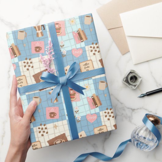 Pastell-Ästhetik-Patchwork-Nahtloses Muster-Wrappi Geschenkpapier (Schenken)