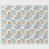 Pastell-Ästhetik-Patchwork-Nahtloses Muster-Wrappi Geschenkpapier (Flach)