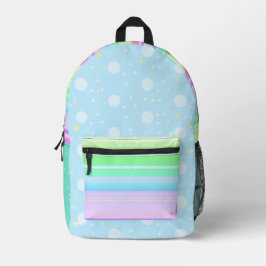 Pastell-Ästhetische niedliche Regenbogenblume Ruck Bedruckter Rucksack