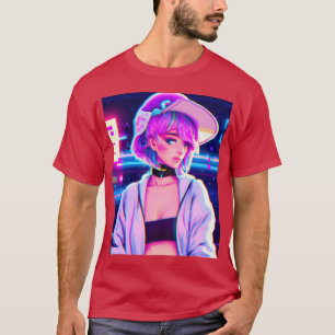 Pastell-ästhetisches Anime-Mädchen Synthwave Anime T-Shirt