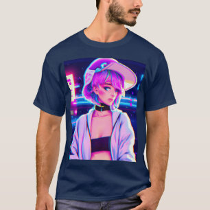 Pastell-ästhetisches Anime-Mädchen Synthwave Anime T-Shirt