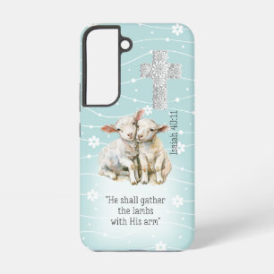 Pastell auf Faith-Basis Türkis Blumenlammen Kreuz Samsung Galaxy Hülle