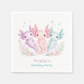 Pastell-Axolotl-Geburtstagsfeier Serviette (Vorderseite)