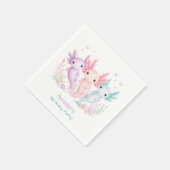 Pastell-Axolotl-Geburtstagsfeier Serviette (Ecke)