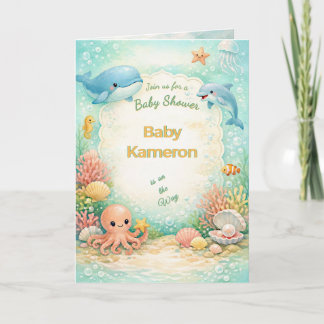 Pastell Baby Shower Unter dem Meer Neutrales Meer Einladung