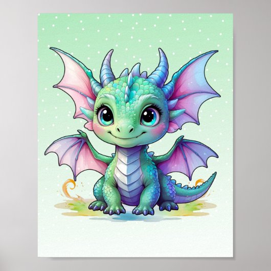 Pastell-Babydrachen-Druck Poster (Vorne)