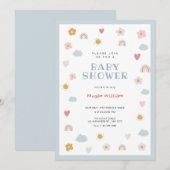 Pastell-Babydusche Einladung (Vorne/Hinten)