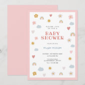 Pastell-Babydusche Einladung (Vorne/Hinten)