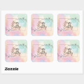 Pastell Background Geburtstagsplattform Quadratischer Aufkleber (Blatt)