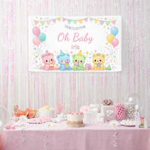 Pastell-Bären Süße Babyparty Oh Baby Mädchen Party Banner