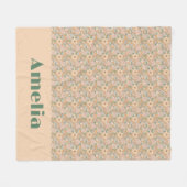 Pastell-Beige-Blumenmuster-Name Fleecedecke (Vorderseite (Horizontal))
