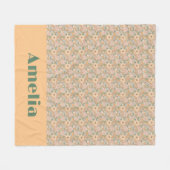 Pastell-Beige-Blumenmuster-Name Fleecedecke (Vorderseite (Horizontal))