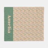 Pastell-Beige-Blumenmuster-Name Fleecedecke (Vorderseite (Horizontal))
