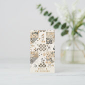 Pastell-Beige-Quilt-Patchwork-Handmade-Kleidung Visitenkarte (Stehend Vorderseite)