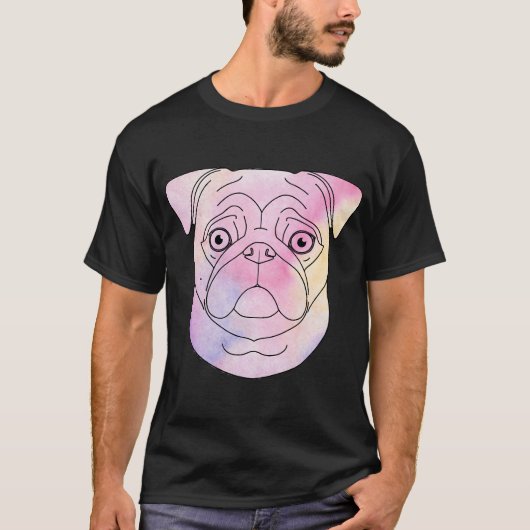 Pastell bemalter Mops T-Shirt (Vorderseite)