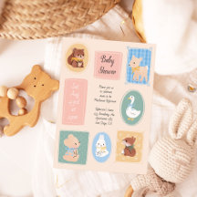Pastell-Bilderrahmen-Wald-Baby-Party-Einladung