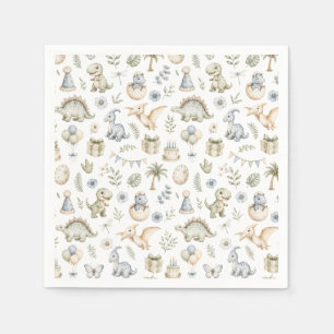 Pastell Blau Grün Aquarell Dinosaurier Geburtstag  Serviette