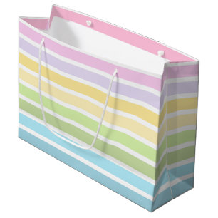 PASTELL BLAU GRÜN GELB ROSA LILA STREIFEN GROßE GESCHENKTÜTE