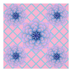 Pastell Blau Lila Blumenmuster Ästhetik Nahtlos Fotodruck