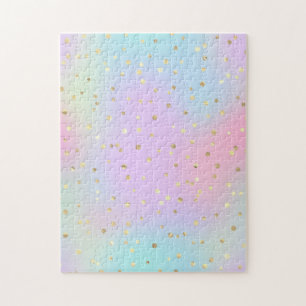 Pastell Blau Pink Lila Klein Helle Goldene Punkte Puzzle