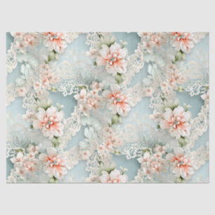 Pastell Blau & Pink Viktorianisch Florals & Lace Seidenpapier