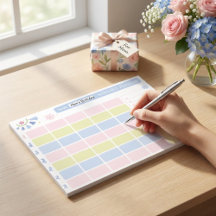 Pastell Blau Rosa Süßer Monatsplaner Notizblock 11