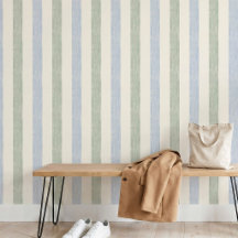 Pastell Blau-Sage-Grün Streifen Boho Farmhaus