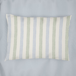 Pastell Blau Sage Grün Streifen Boho Farmhouse Kissenbezug