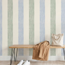 Pastell Blau Salbei Grün Große Streifen Boho Farmh