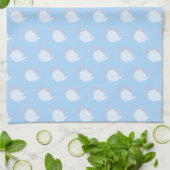 Pastell Blau und Rosa Teekannenmuster Geschirrtuch (Gefaltet)