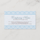 Pastell Blau und Weiß Vintage BlumenDamasken Visitenkarte (Rückseite)