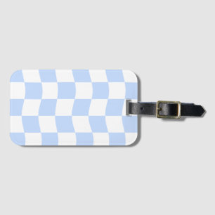 Pastell Blau Weiß Retro Schachbrettmuster Gepäckanhänger