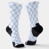 Pastell Blau Weiß Retro Schachbrettmuster Socken (Gewinkelt)