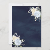 Pastell Blue Floral Dress Navy Gold Quinceanera Einladung (Rückseite)