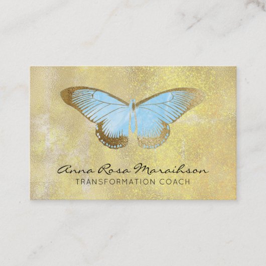 *~* Pastell Blue Glitzer Fantasy Gilded Butterfly Visitenkarte (Vorderseite)