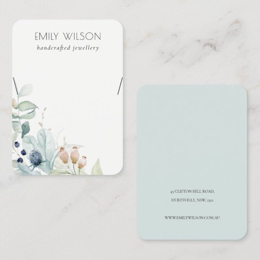 Pastell Blue Green Foliage Bunch Necklace Display Visitenkarte (Vorne/Hinten)