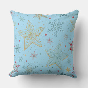 "Pastell Blue Large Star Pattern Throw Pillow Kissen