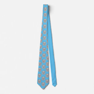 Pastell Blue Lion Head Pattern Neck Tie Krawatte