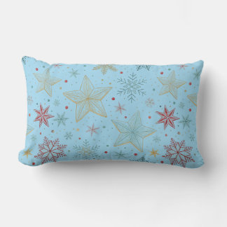 "Pastell Blue Star Pattern Lumbar Pillow Lendenkissen